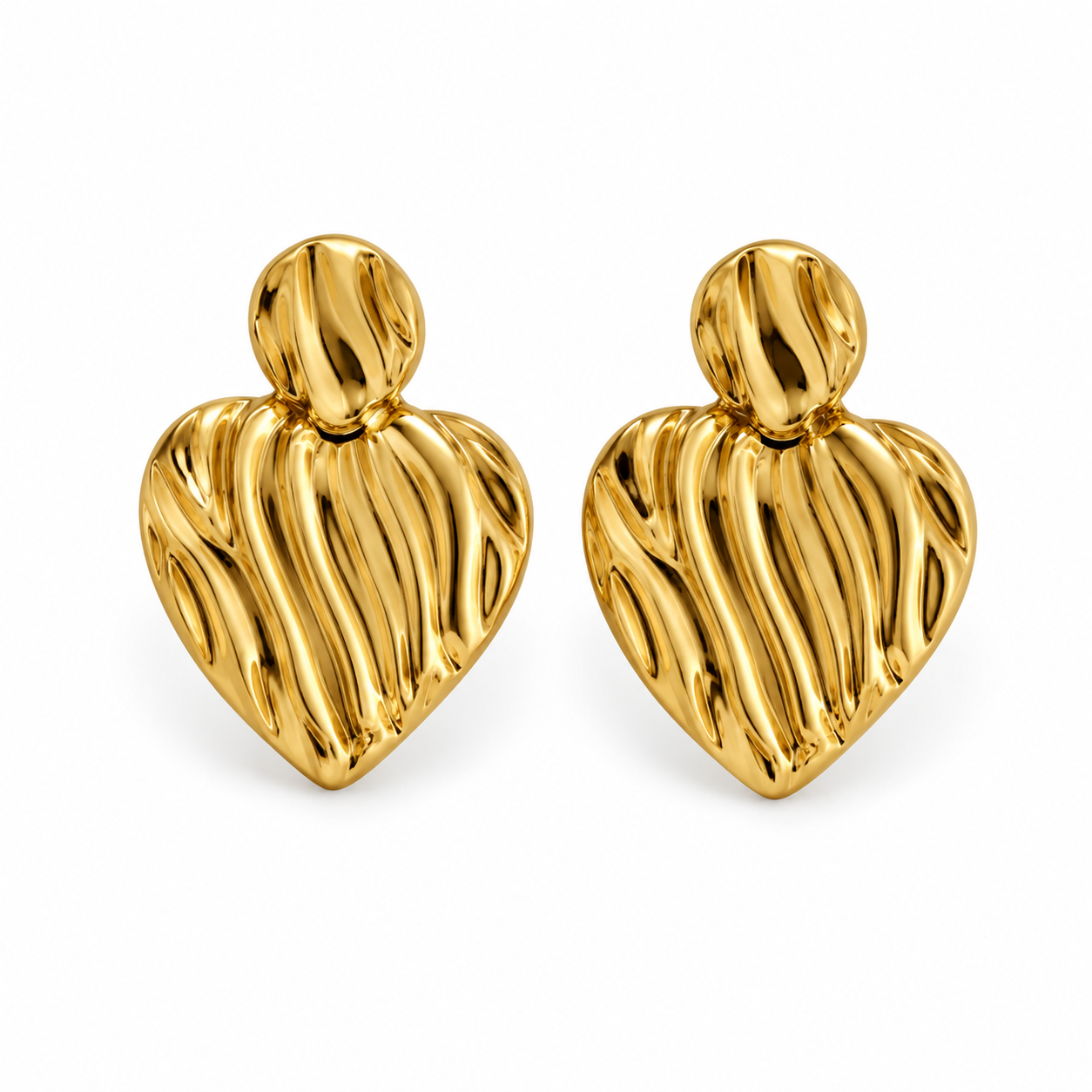 Textured Heart Drop Earrings