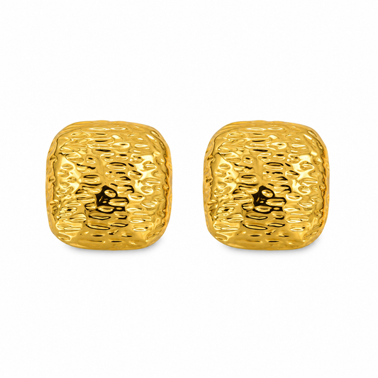 Aurora Hammered Square Stud Earrings