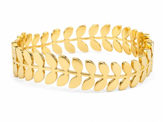 Stainless Steel Laurel Leaf Cuff Bangle