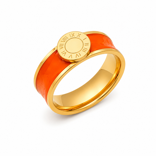 Noir Roman Signet Ring - Orange