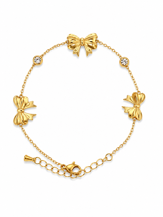 Elegant Bow Charm Bracelet – Stainless Steel