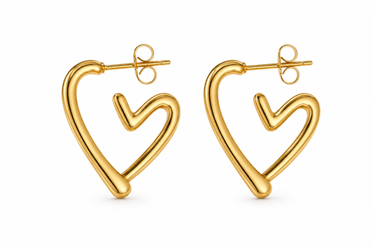Open Heart Stud Earrings – Gold