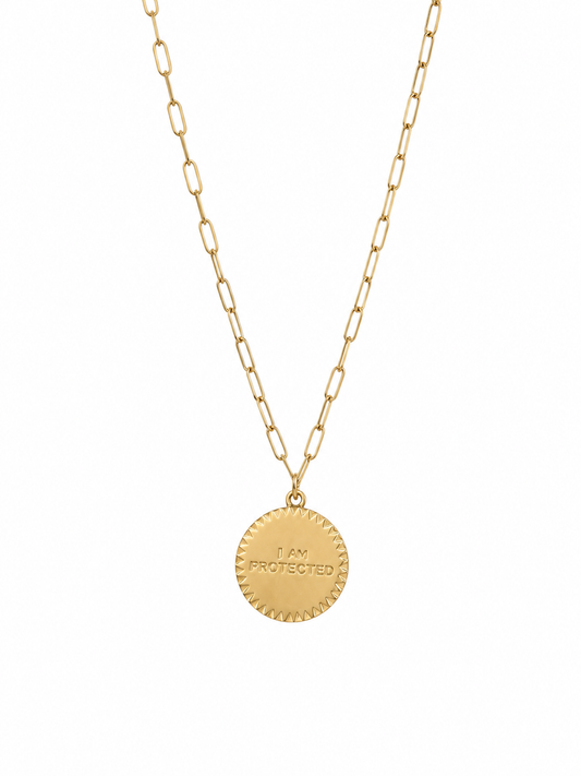 Protected Medallion Paperclip Necklace