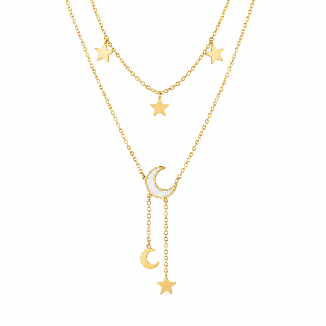 Celestial Moon & Stars Layered Necklace