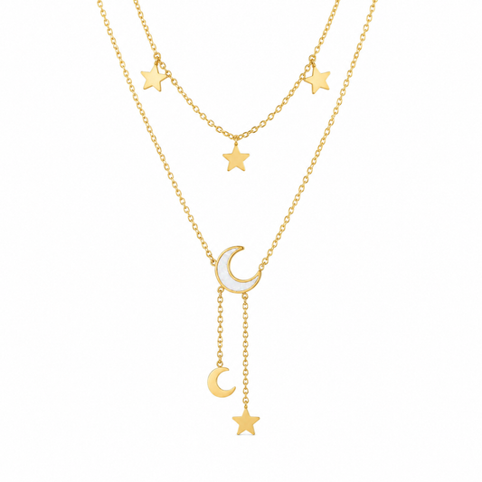 Celestial Moon & Stars Layered Necklace