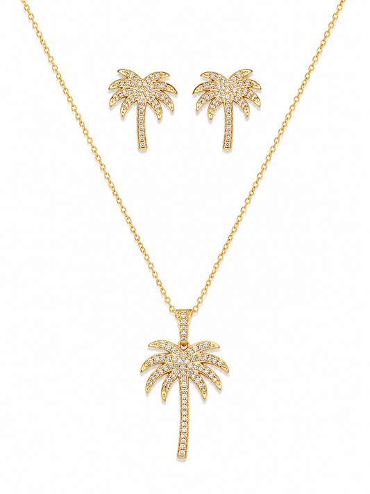 Palm Paradise Jewelry Set – Gold Plated