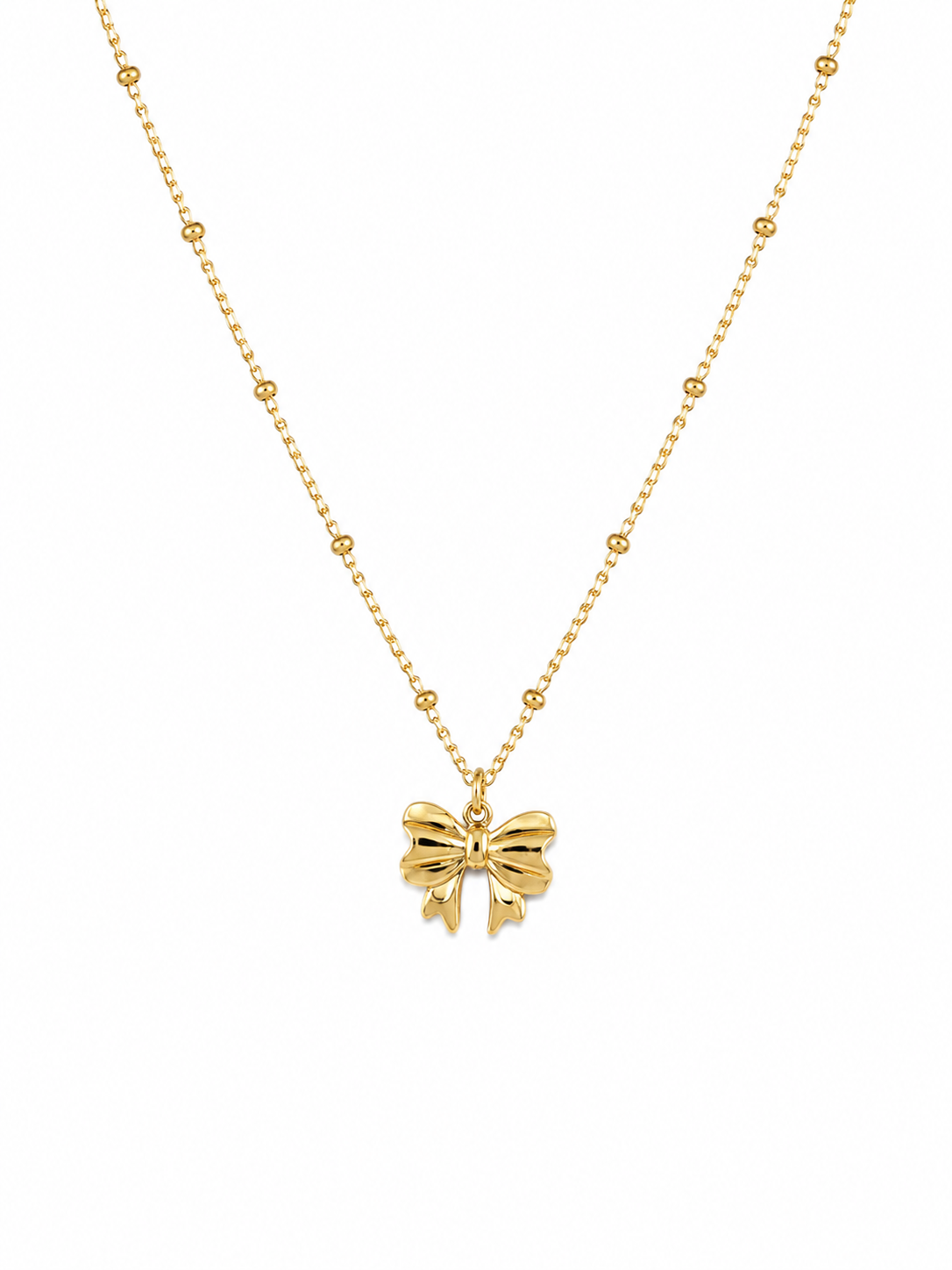 Golden Bow Charm Necklace