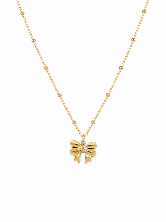 Golden Bow Charm Necklace
