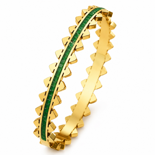 Emerald Spine Stainless Steel Bangle