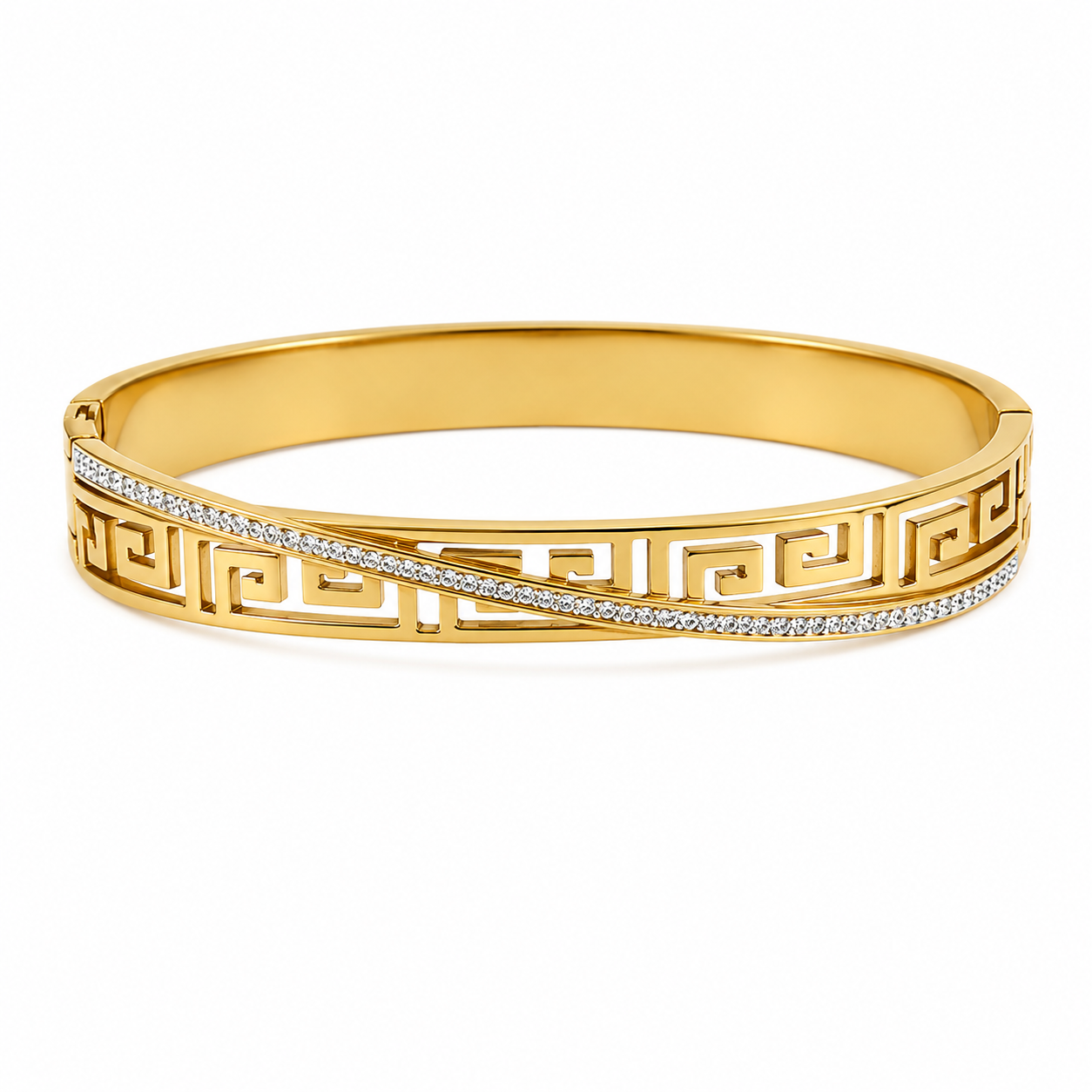 Athena Crystal Greek Key Bangle